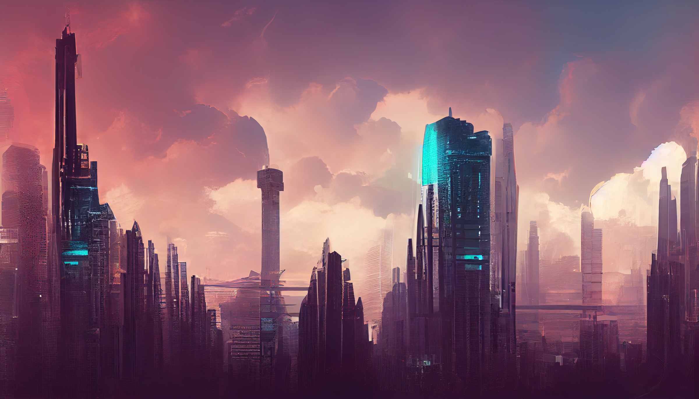 Cyberpunk futuristic city - digital illustration.